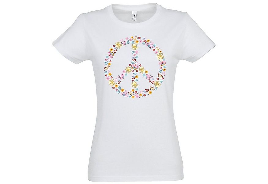 Youth Designz T-Shirt Peace Flowers Damen Shirt mit Trendigem Retro Look günstig online kaufen