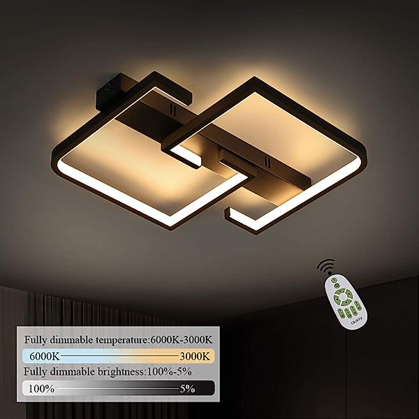 Nettlife LED Deckenleuchte Wohnzimmer Schwarz Dimmbar günstig online kaufen