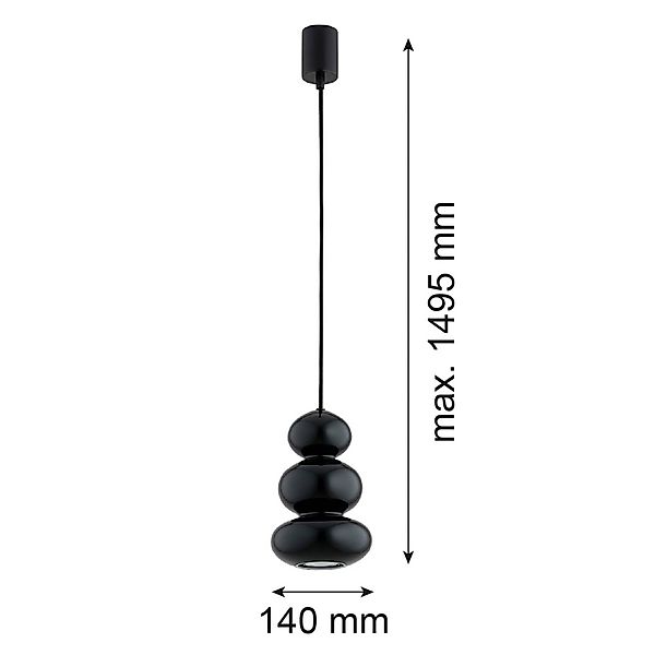 Hängeleuchte Oman, schwarz glänzend, Glas, Ø 14 cm günstig online kaufen