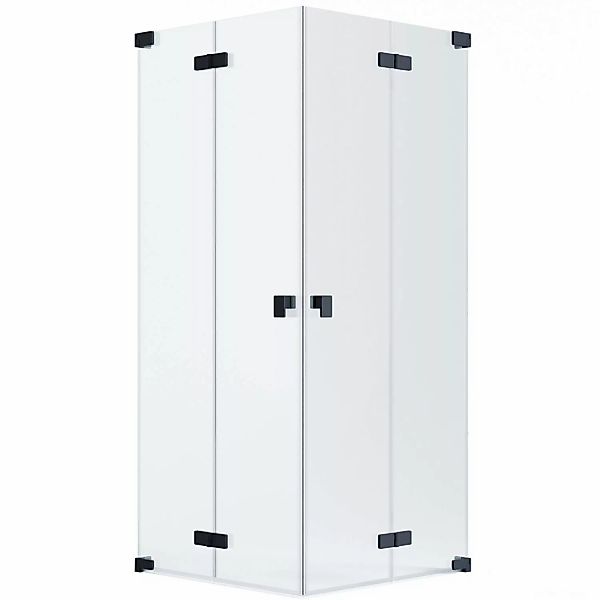 Schöner Wohnen Eckdusche 2 Drehfalttüren Schwarzmatt 90 cm x 100 cm x 200 c günstig online kaufen