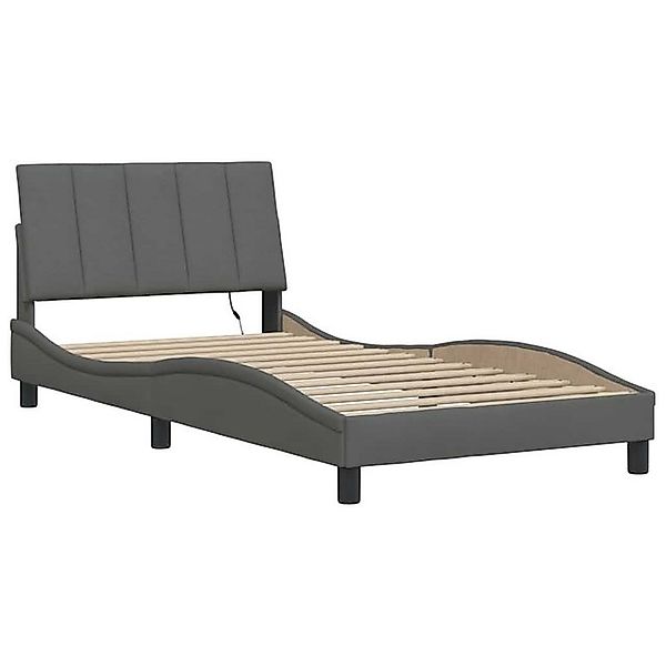 vidaXL Bett Bettgestell ohne Matratze "Hanko" Dunkelgrau 100x200 cm Stoff günstig online kaufen