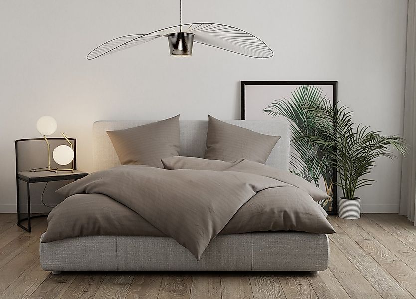 BETTWAESCHE-MIT-STIL Bettwäsche Mako Satin Bettwäsche Melange grau, Mako-Sa günstig online kaufen