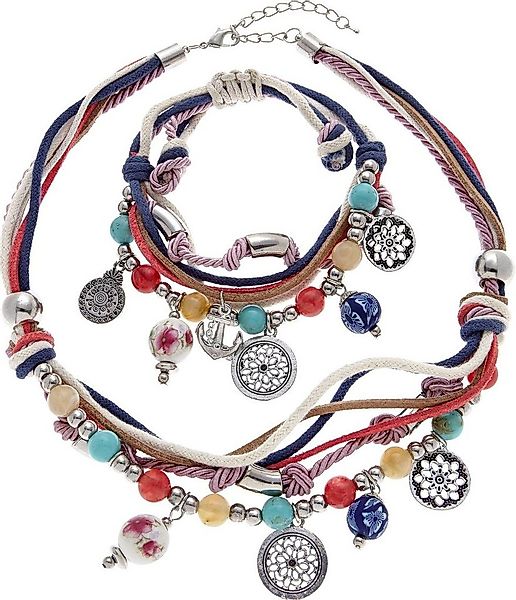 LASCANA Schmuckset Bettlerarmband und Halsketten Set, Mit vielen kleinen An günstig online kaufen