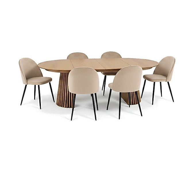 ebuy24 Essgruppe Tokyo Essgruppe Esstisch natur, 6 Stühle aus beige, (7-tlg günstig online kaufen