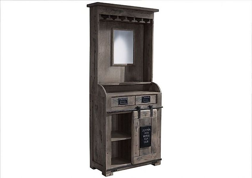 Massivmoebel24 Barschrank #241 (Bar Mango 75x35x170 grau lackiert RAILWAY # günstig online kaufen
