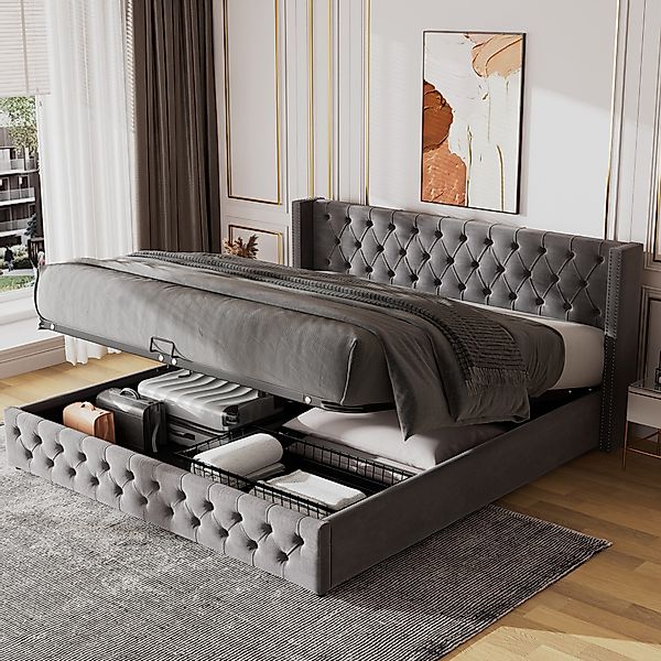 STILVORA Polsterbett Doppelbett 180×200 mit Stauraum,Hydraulisches günstig online kaufen