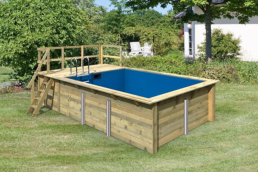 Karibu Rechteckpool "Holzpool Roma A BxLxH: 353x400x124 cm mit Sonnendeck", günstig online kaufen