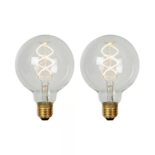 LED Leuchtmittel E27 - Globe G95 in Transparent 4,9W 460lm 2700K 2er-Pack günstig online kaufen