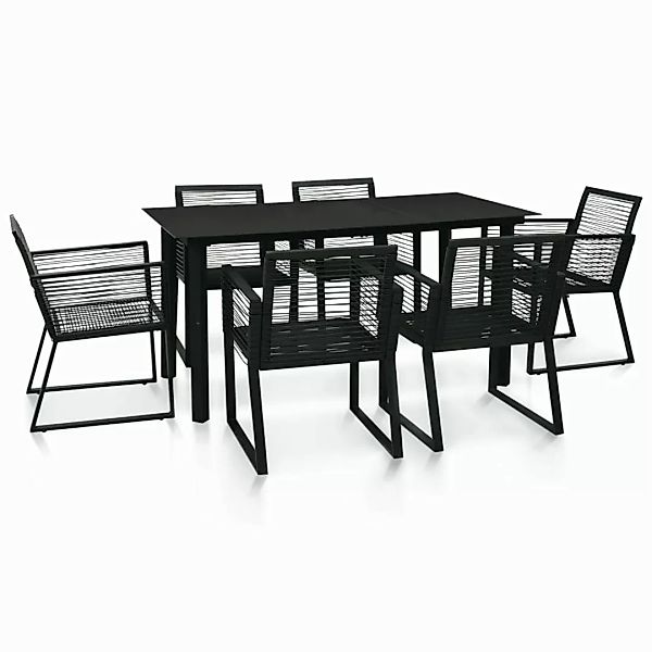 7-tlg. Garten-essgruppe Pvc Rattan Schwarz günstig online kaufen