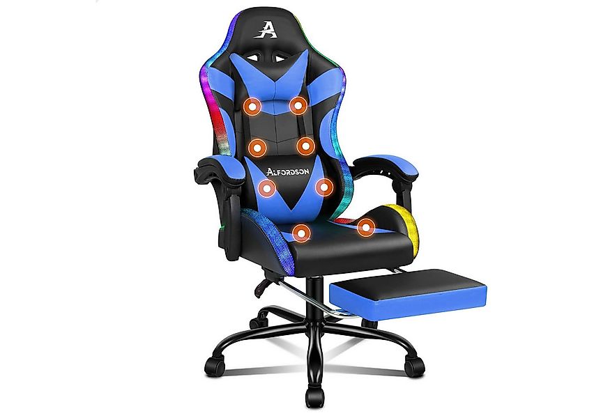 ALFORDSON Gaming-Stuhl Massagestuhl mit LED, ergonomischer Schreibtischstuh günstig online kaufen