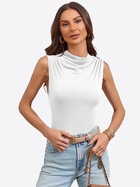 Imily Bela Tanktop Damen ärmellos Top mit Drapiert-Kragen Slim Casual hoher günstig online kaufen