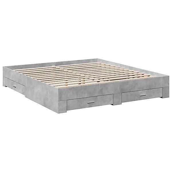 vidaXL Bettgestell mit Schubladen Betongrau 200x200 cm Holzwerkstoff 328035 günstig online kaufen