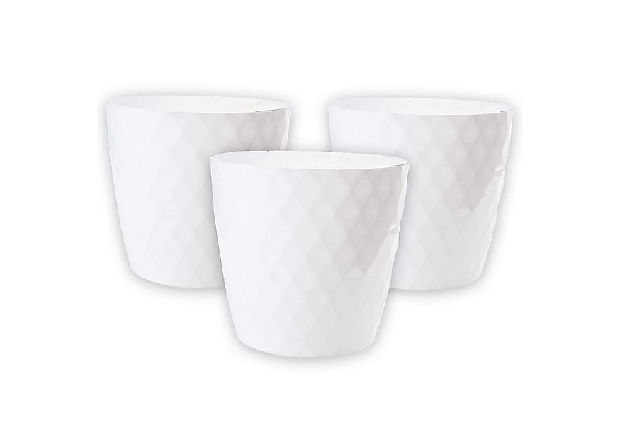 Centi Pflanzkübel Moderner Blumentopf weiß glänzend Facettenoptik (3er-Set) günstig online kaufen