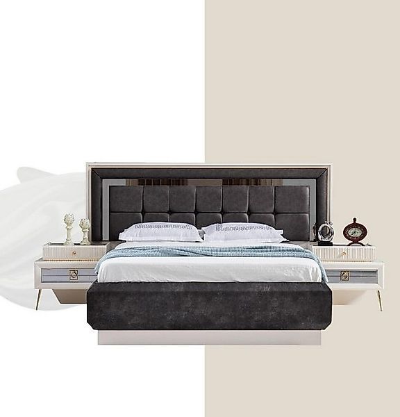 Xlmoebel Bett Neues Doppelbett aus luxuriösem Holz und Textil im modernen ( günstig online kaufen