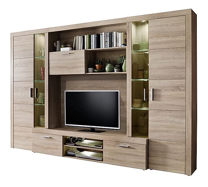 trendteam Wohnwand Wohnwand Anbauwand Mondeo, Eiche günstig online kaufen
