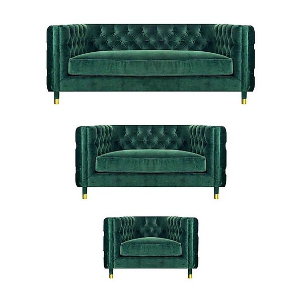 JVmoebel Chesterfield-Sofa Sofa Set 3tlg Modern Sofas Möbel Textil Stoff Se günstig online kaufen