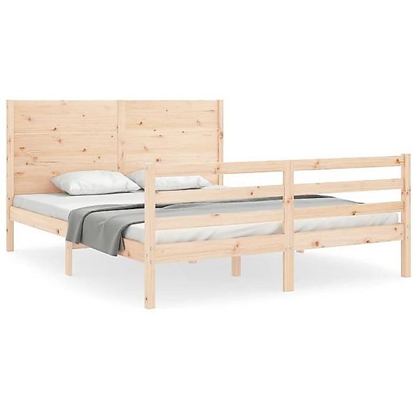 vidaXL Bett Massivholzbett mit Kopfteil 160x200 cm günstig online kaufen