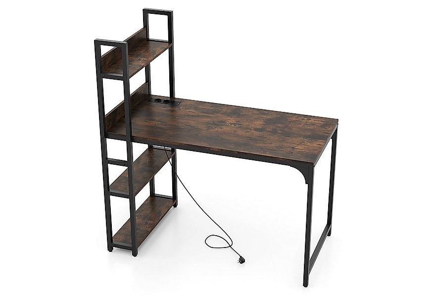 COSTWAY Schreibtisch, mit Ladestation, Regal-Schreibtisch 120x65cm, Metall günstig online kaufen