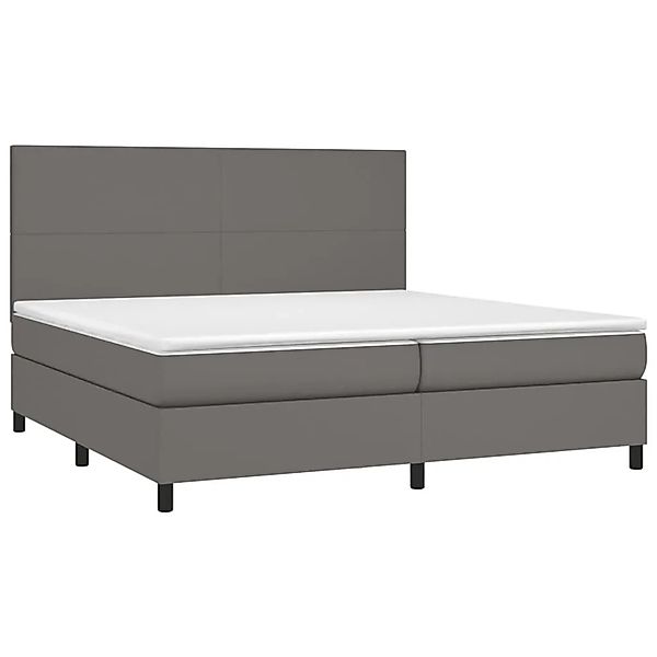 vidaXL Boxspringbett mit Matratze & LED Grau 200x200 cm Kunstleder 3135847 günstig online kaufen