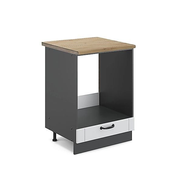 Vicco Herdumbauschrank Fame-Line Weiß Landhaus/Anthrazit 60 cm AP Eiche günstig online kaufen