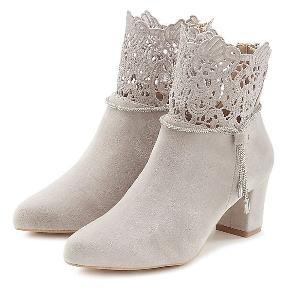 LASCANA Stiefelette mit elegantem Spitzenbesatz, Stiefel, günstig online kaufen