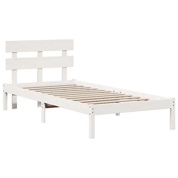 vidaXL Bettgestell mit Kopfteil Weiß 75 x 190 cm Massivholz Kiefer 872147 günstig online kaufen