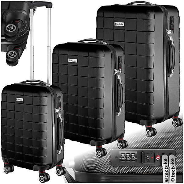 tectake Trolley Hartschalenkoffer-Set, 4 Rollen, 3-teilig, günstig online kaufen