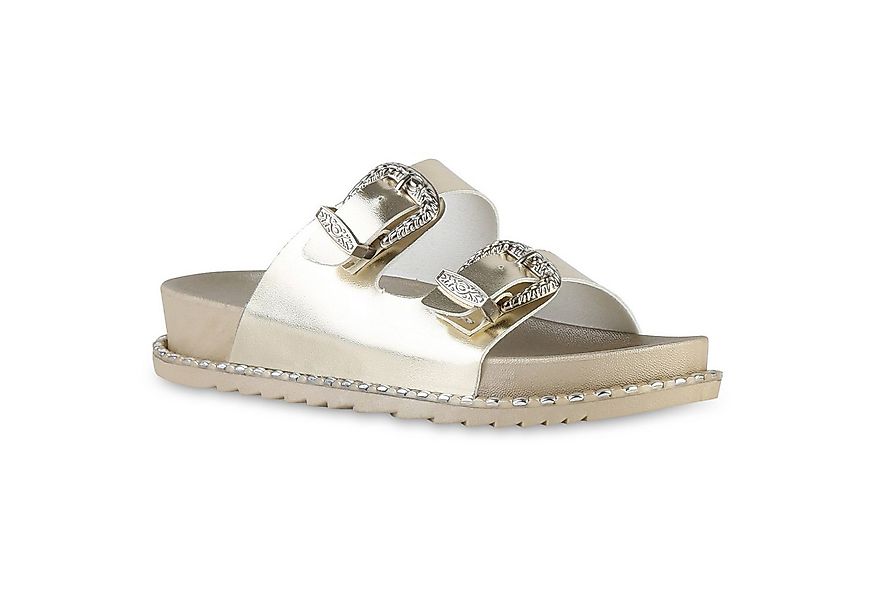 VAN HILL 841575 Pantolette Damen Pantoletten Sandalen Bequeme Nieten Profil günstig online kaufen