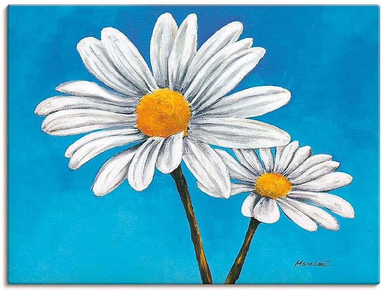 Artland Wandbild "Margeriten auf Blau", Blumen, (1 St.), als Alubild, Outdo günstig online kaufen