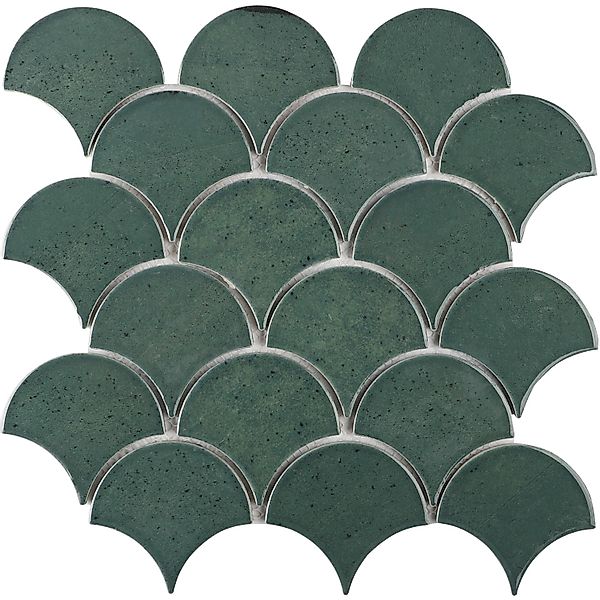 Mosaikmatte Castello Fächer Keramik Dunkelgrün 29,2 cm x 30,3 cm günstig online kaufen