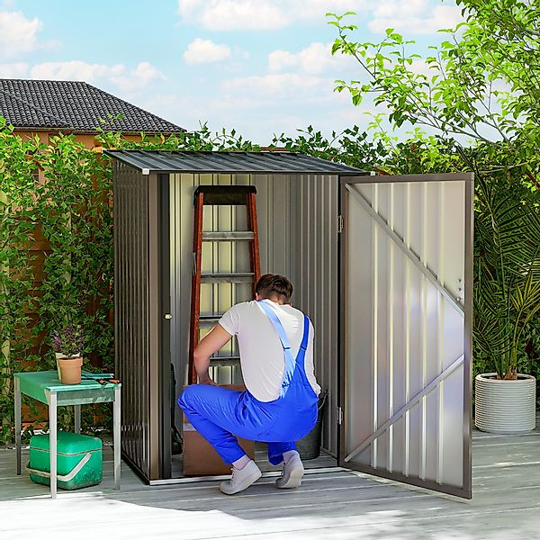 Outsunny Gerätehaus aus Stahl, 0,92 m² Geräteschuppen mit Pultdach Gartensc günstig online kaufen