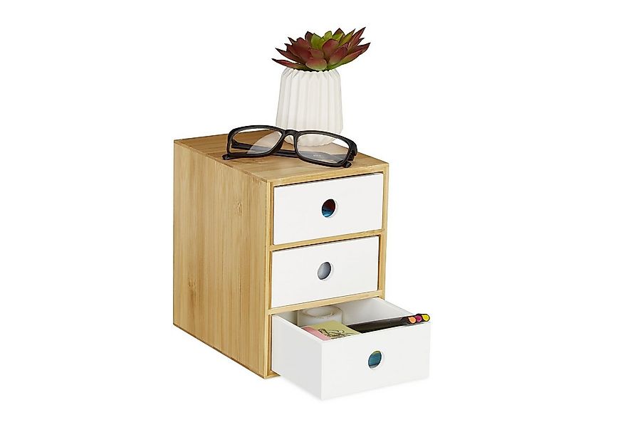 relaxdays Schreibtischaufsatz Schreibtisch Organizer 3 Schubladen, weiß günstig online kaufen