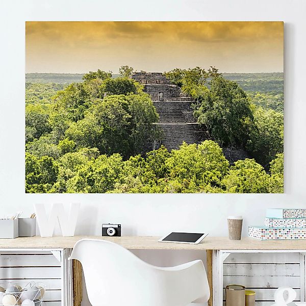 Leinwandbild Natur & Landschaft - Querformat Pyramide von Calakmul günstig online kaufen