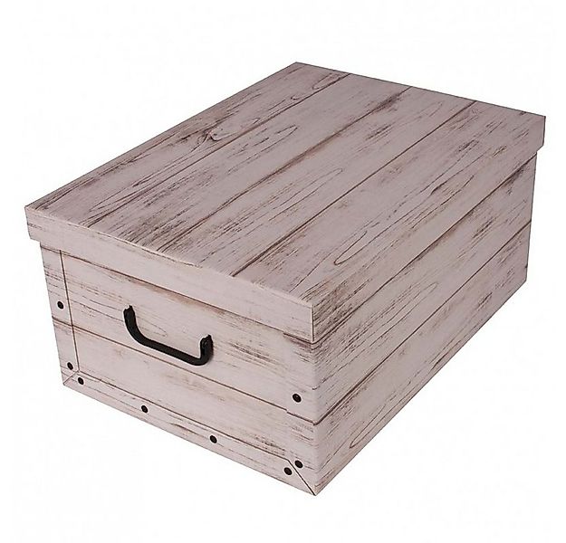 Kreher Aufbewahrungsbox Aufbewahrungsbox, Dekokarton - Motiv: Holz Weiß günstig online kaufen