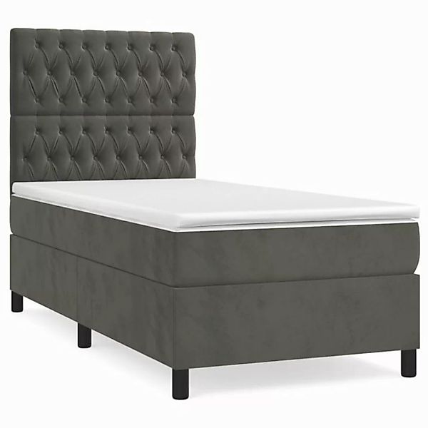 furnicato Bett Boxspringbett mit Matratze Dunkelgrau 80x200 cm Samt (1-tlg) günstig online kaufen