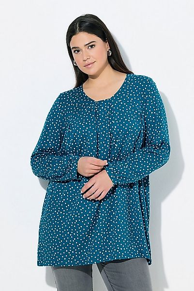 Ulla Popken T-Shirt Shirt Zierfalten A-Linie Carree-Ausschnitt Langarm günstig online kaufen