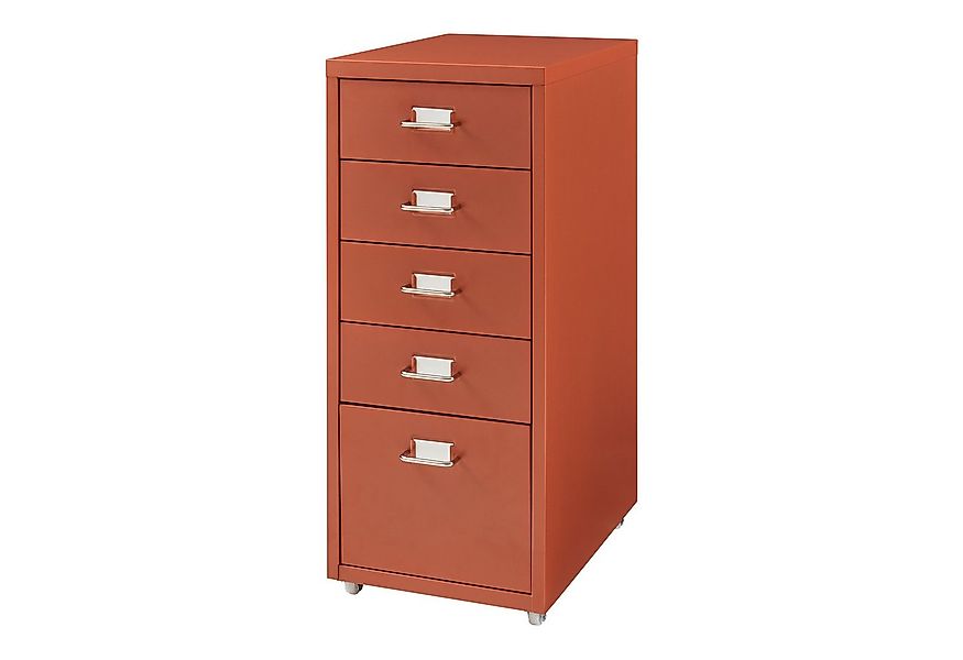 en.casa Rollcontainer, »Kökar« mit 5 Schubladen Bürowagen Ziegelrot günstig online kaufen