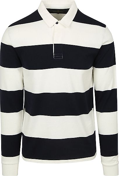 Steppin' Out Rugby Poloshirt Streifen Navy Weiß - Größe L günstig online kaufen