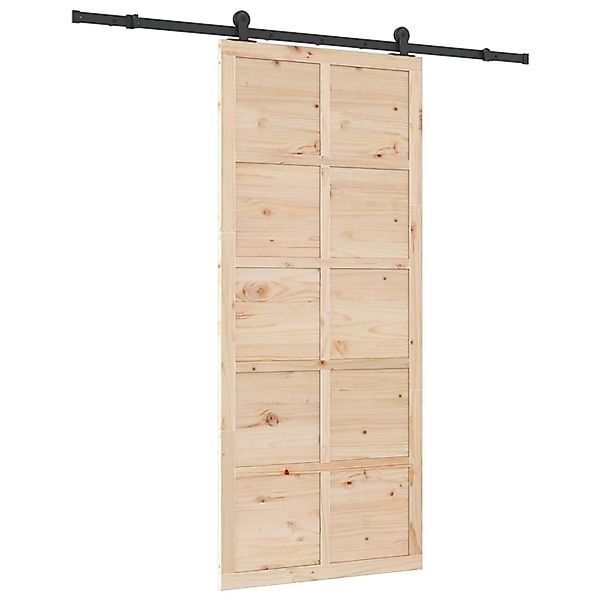 vidaXL Schiebetür Braun 80 x 208 cm Massivholz Kiefer 3381178 günstig online kaufen