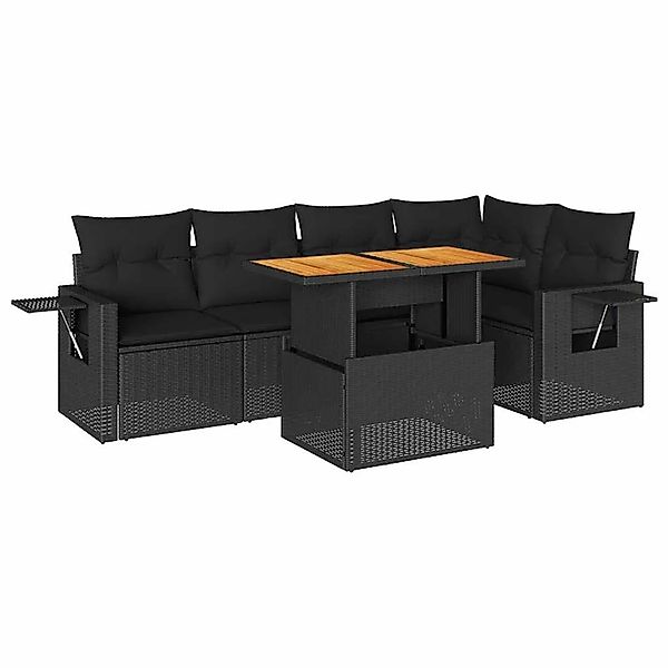 vidaXL 6-Tlg Garten-Sofagarnitur mit Kissen Schwarz Poly Rattan 3327149 günstig online kaufen