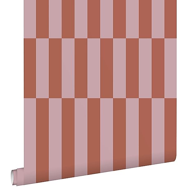 ESTAhome Tapete Streifen Terrakotta und Altrosa 53 cm x 10.05 m günstig online kaufen