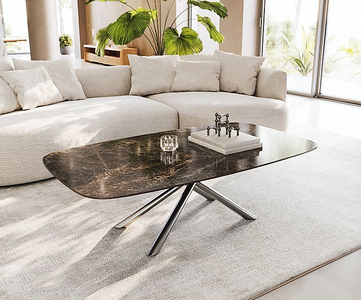 Couchtisch Edge Boot 140x80 cm Keramik Emperador Extra Lucidato Dunkelbraun günstig online kaufen