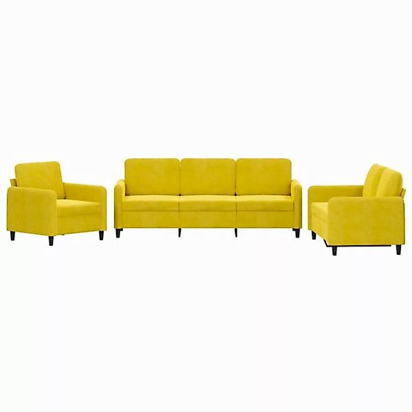 vidaXL Sofa 3-tlg. Sofagarnitur Gelb Samt günstig online kaufen