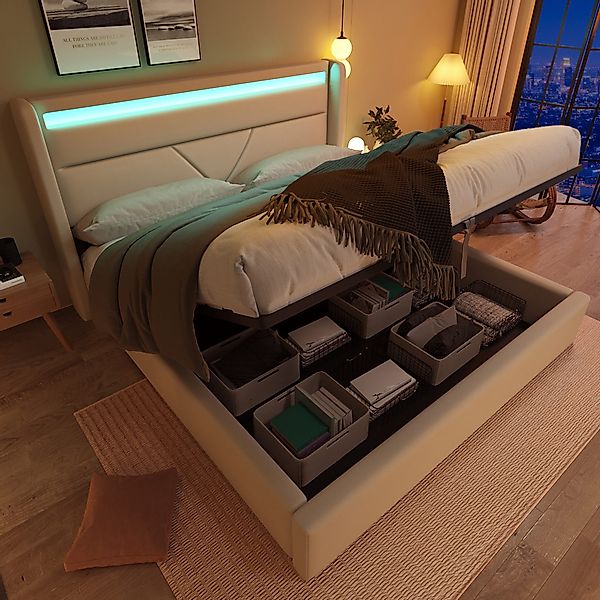BlingBin Boxspringbett Stauraumbett Polsterbett (1-St., Funktionsbett günstig online kaufen