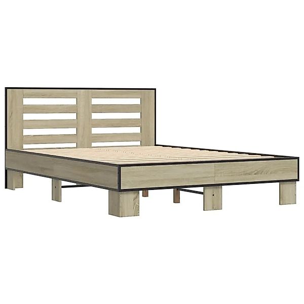 vidaXL Bettgestell Sonoma-Eiche 140x200 cm Holzwerkstoff und Metall 3280103 günstig online kaufen