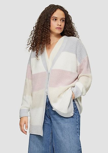 QS Strickjacke Flauschige Oversize-Strickjacke Rollsaumblende günstig online kaufen