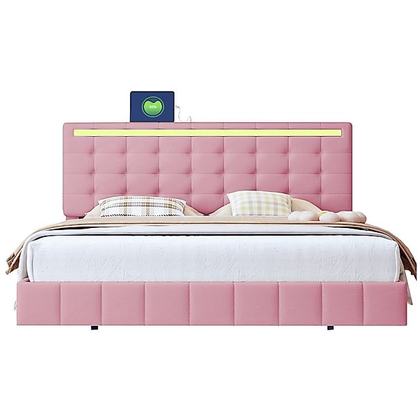 Gotagee Polsterbett Bettgestell LED Gästebett Doppelbett günstig online kaufen