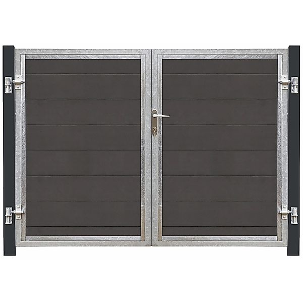 Doppeltor Futura WPC Schiefergrau DIN R 213 cm x 145 cm Pfosten grauschwarz günstig online kaufen