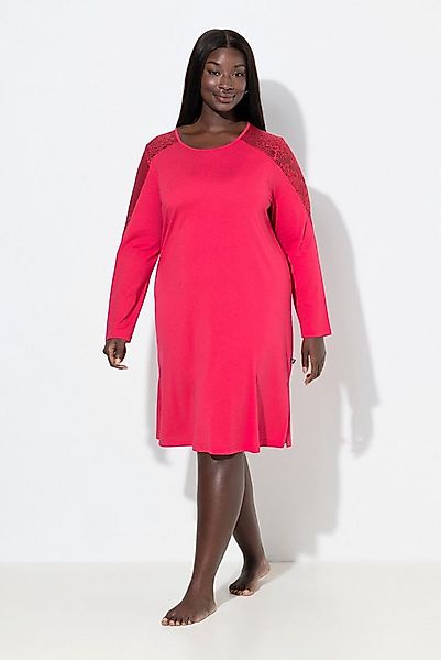Ulla Popken Bigshirt Nachthemd Spitze Rundhals Langarm Modalmix günstig online kaufen