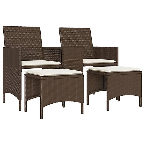 vidaXL Gartensofa 2-Sitzer mit Tisch und Hockern Braun Poly Rattan 4003891 günstig online kaufen